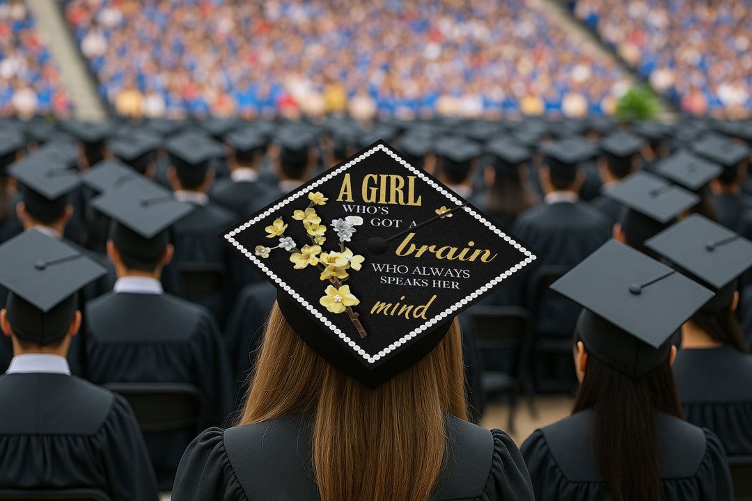 A Girl Who’s Got a Brain Who Always Speaks Her Mind Graduation Cap Topper