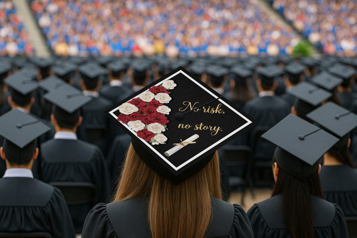 No Risk, No Story Graduation Cap Topper