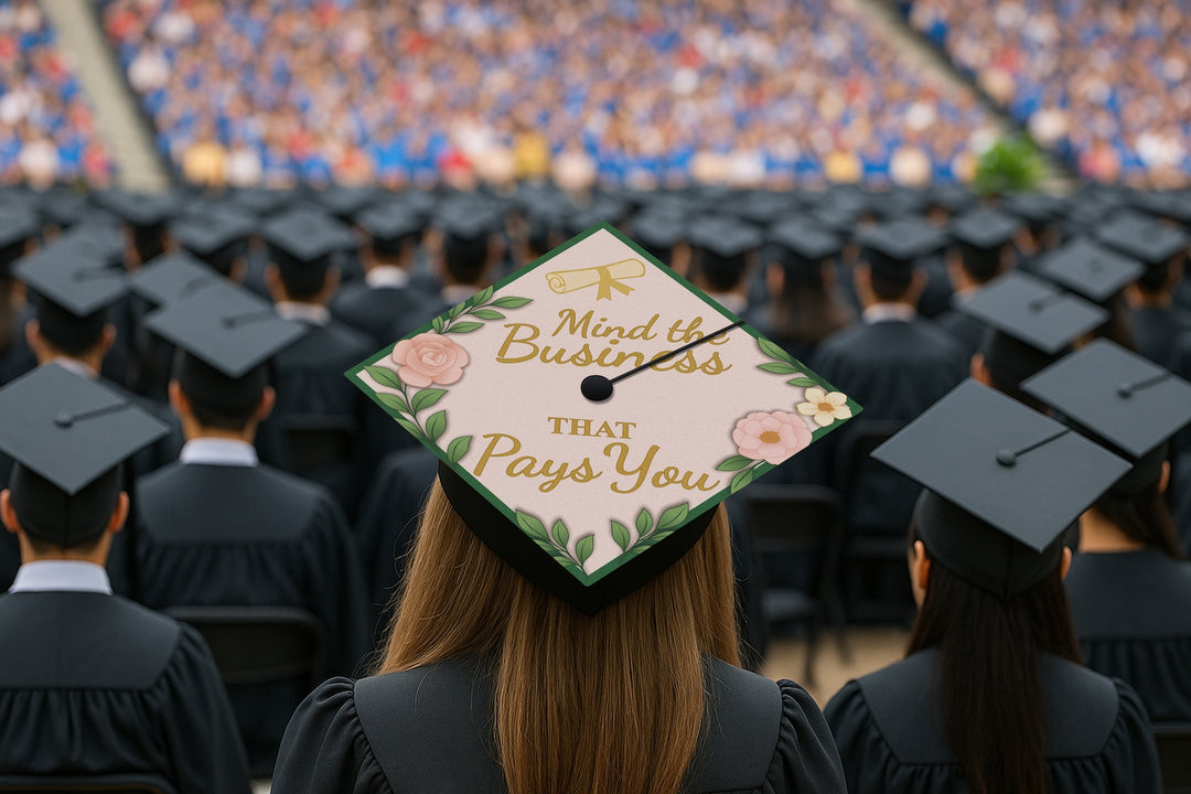 Mind the Business That Pays You Graduation Cap Topper