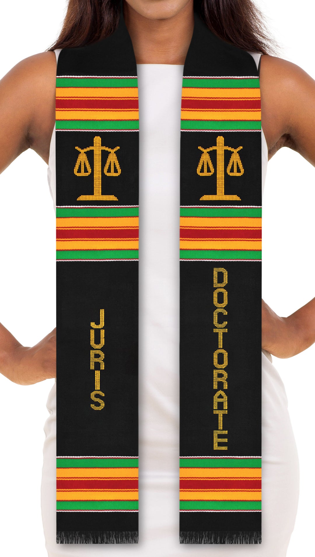 Juris Doctorate Authentic Handwoven Kente Cloth Graduation Stole