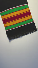 Load and play video in Gallery viewer, Knowledge Symbol Authentic Handwoven Black Kente Cloth Graduation Stole
