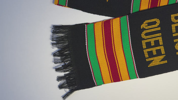 Educated Black Queen Class of 2024 Authentic Handwoven Kente Cloth Graduation Stole