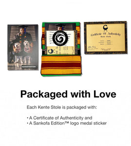 Sankofa Bird Authentic Handwoven Black Kente Cloth Graduation Stole - Sankofa Edition™