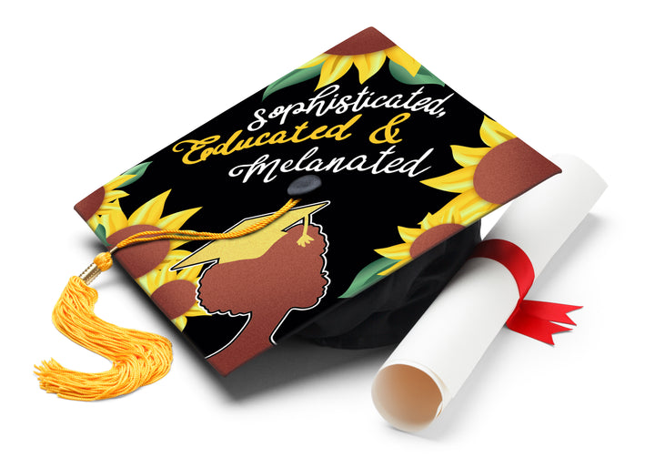 Sophisticated, Educated & Melanated Graduation Cap Topper