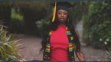 Load and play video in Gallery viewer, Scales of Justice Symbol Class of 2023 Kente Graduation Stole for Law, Lawyers and Juris Doctors
