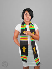 Load and play video in Gallery viewer, Christian (Usher, Clergy) Authentic Handwoven Kente Cloth Stole
