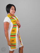 Load and play video in Gallery viewer, Authentic Handwoven Yellow Kente Cloth Graduation Stole (Yellow)
