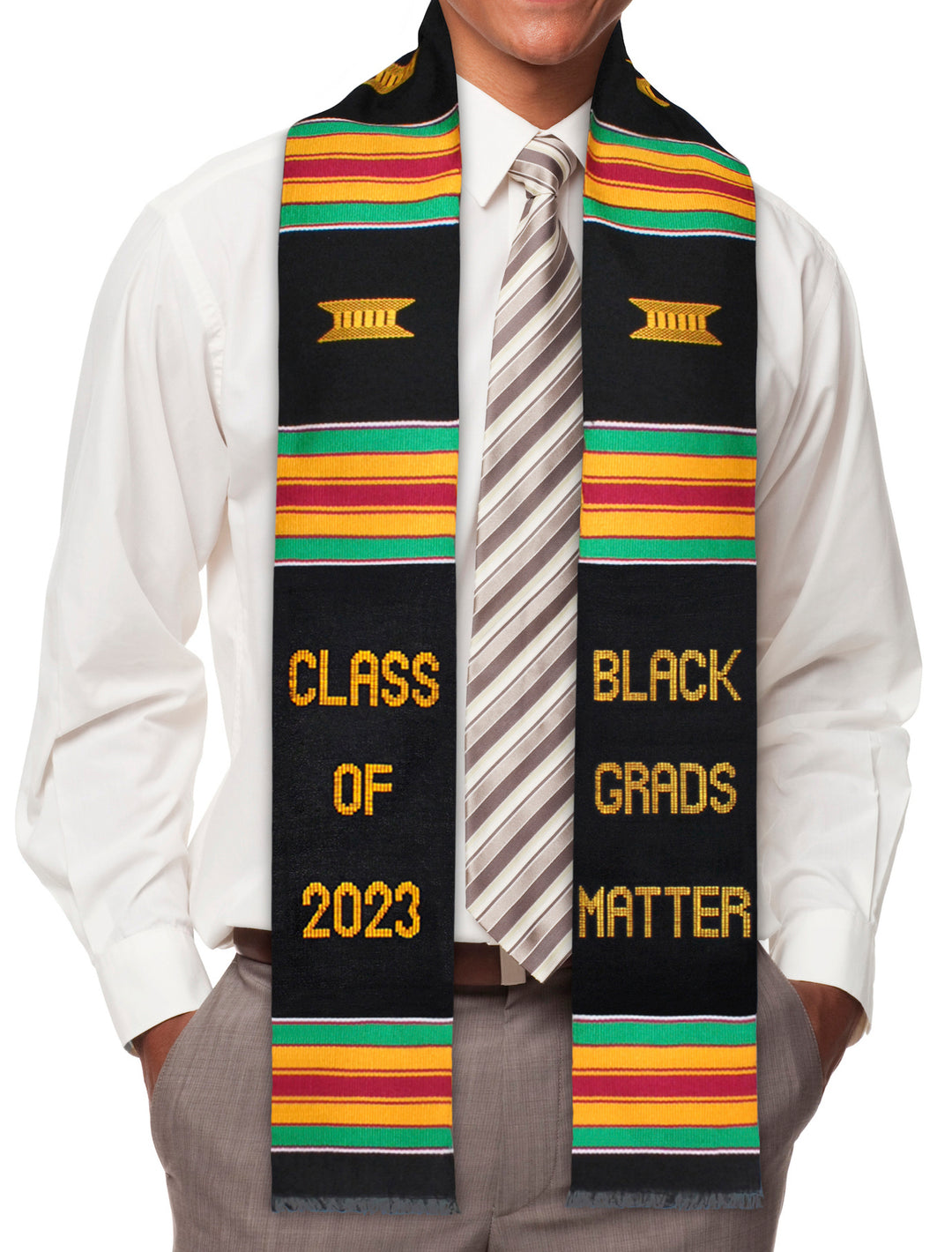 Black Grads Matter Class of 2023 Authentic Handwoven Kente Cloth Graduation Stole