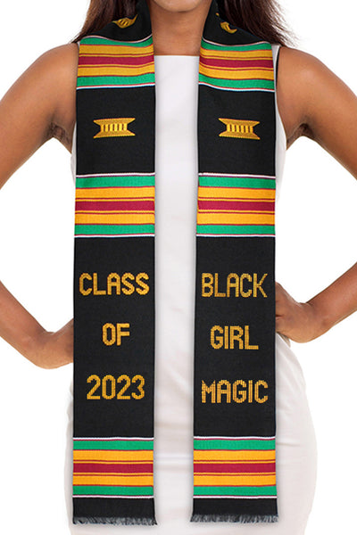 Black Girl Magic Class of 2023 Authentic Handwoven Kente Cloth Graduation Stole
