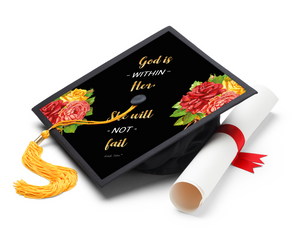 God Is Within Her She Will Not Fail Printable Graduation Cap Mortarboard Design Topper