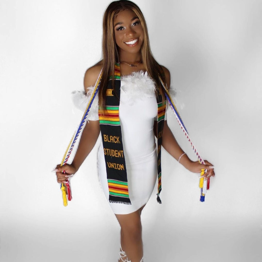 Black Student Union (BSU) Class of 2023 Authentic Handwoven Kente Cloth Graduation Stole