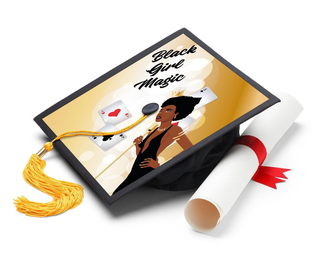 Black Girl Magic Printable Graduation Cap Mortarboard Design - Sankofa Edition™