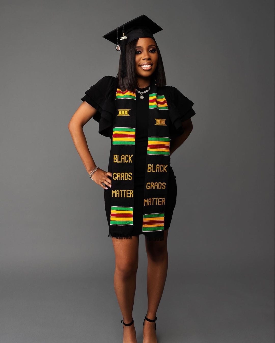 Black Grads Matter (No Year) Authentic Handwoven Kente Cloth Graduation Stole Black Grads Matter (No Year) Authentic Handwoven Kente Cloth Graduation Stole