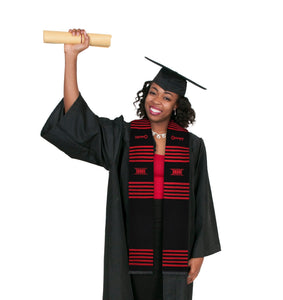 Customizable Black & Red Kente Graduation Stole Paraphernalia – Sankofa ...