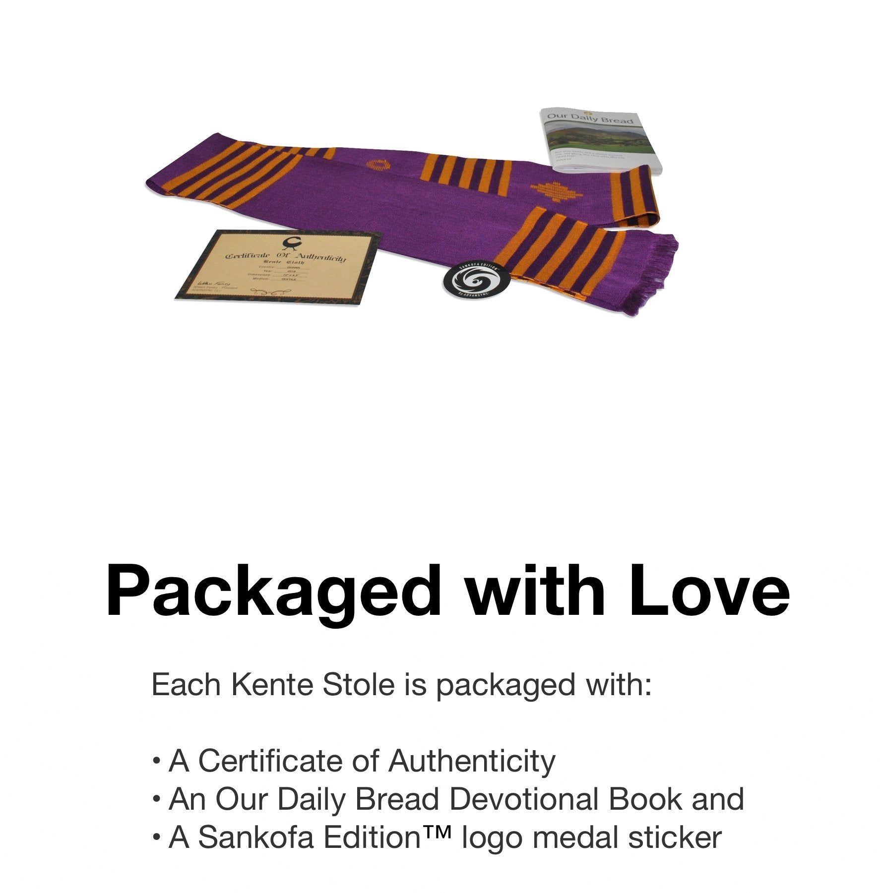 Customizable Purple & Gold Kente Graduation Stole Paraphernalia