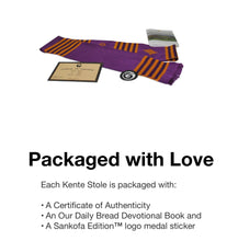 Load image into Gallery viewer, Customizable Purple &amp; Gold (yellow) Kente Cloth Graduation Stole - Sankofa Edition™
