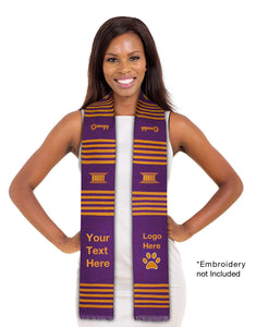 Customizable Purple & Gold (yellow) Kente Cloth Graduation Stole - Sankofa Edition™