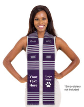 Load image into Gallery viewer, Customizable Purple &amp; White Kente Cloth Graduation Stole - Sankofa Edition™
