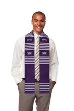 Load image into Gallery viewer, Customizable Purple &amp; White Kente Cloth Graduation Stole - Sankofa Edition™
