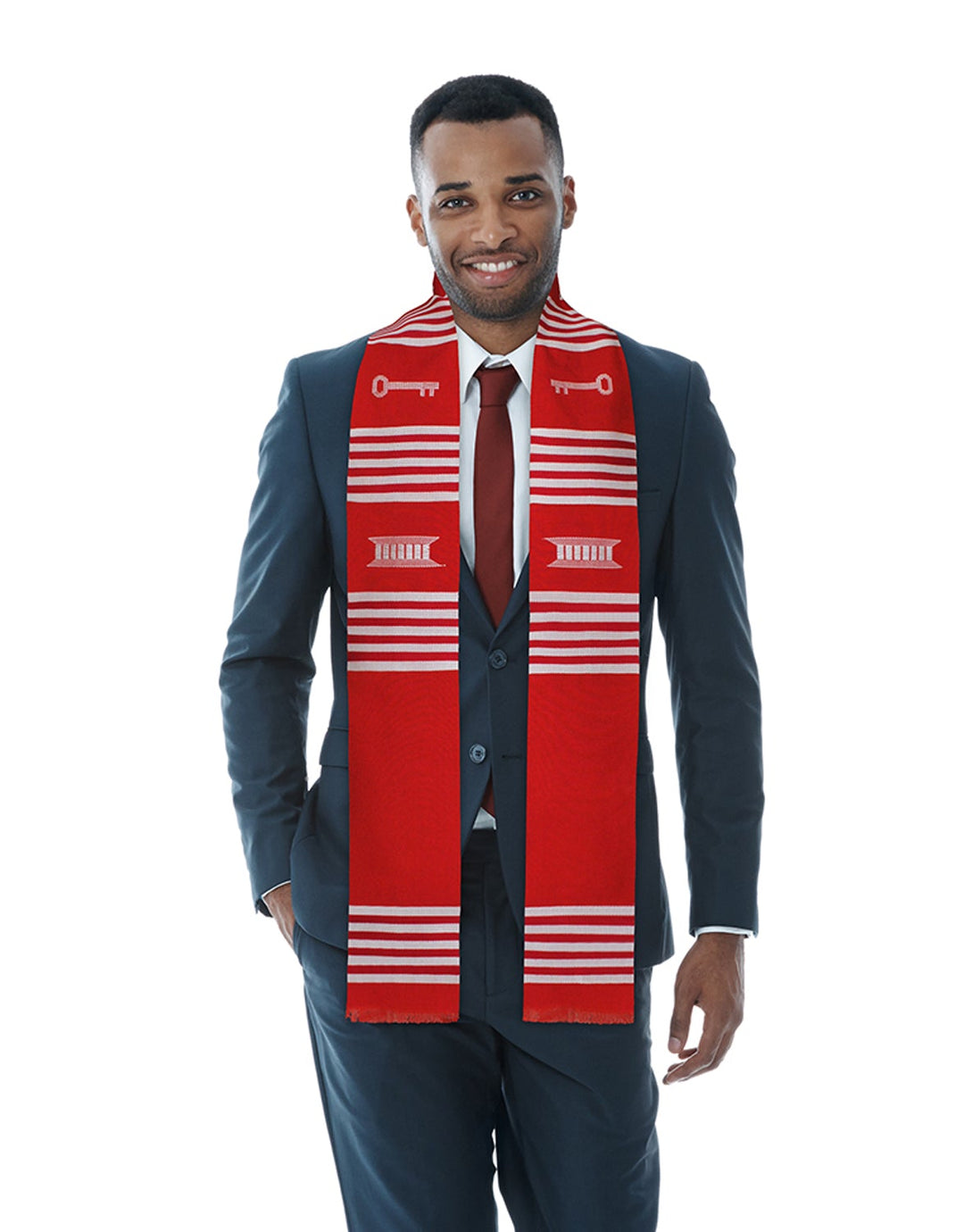 Customizable Red & White Kente Graduation Stole Paraphernalia Sankofa Edition Customizable Red & White Kente Graduation Stole Paraphernalia Sankofa Edition