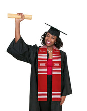 Load image into Gallery viewer, Customizable Red &amp; White with Key Kente Cloth Graduation Stole - Sankofa Edition™
