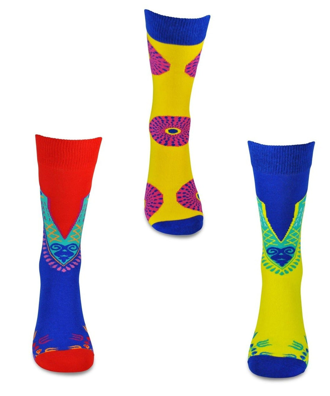Premium Quality African Dashiki Pattern Socks for Dress or Casual Novelty | 3 Pack Bundle No. 1 - Sankofa Edition™