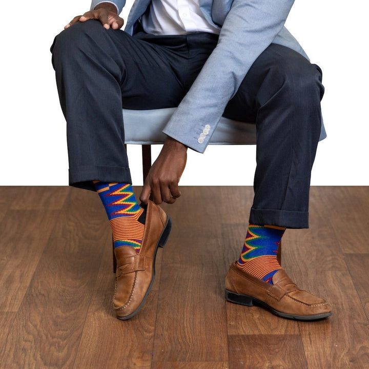Premium Quality African Kente Cloth Socks for Dress or Casual Novelty | 3 Pack Bundle No. 1 - Sankofa Edition™