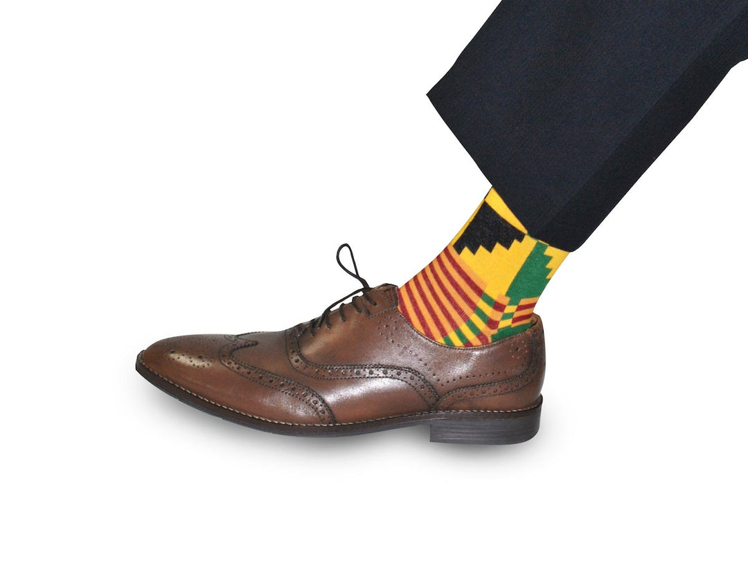 Premium Quality African Kente Cloth Socks for Dress or Casual Novelty | 3 Pack Bundle No. 2 - Sankofa Edition™