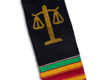 Load image into Gallery viewer, Black Lawyers Matter Class of 2023 Kente Graduation Stole with Scale Symbols for Law, Lawyers and Juris Doctors
