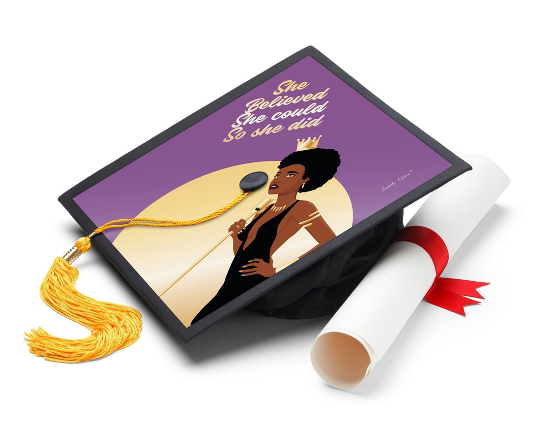 She Believed She Could Printable Graduation Cap Mortarboard Design - Sankofa Edition™