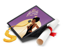 Load image into Gallery viewer, She Believed She Could Printable Graduation Cap Mortarboard Design - Sankofa Edition™
