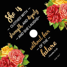 Load image into Gallery viewer, She Laughs Without Fear of the Future Printable Graduation Cap Mortarboard Design - Sankofa Edition™
