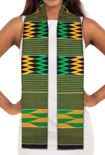 Traditional Double Weave GOLD DUST Kente Cloth Scarf Sash - Sankofa Edition™