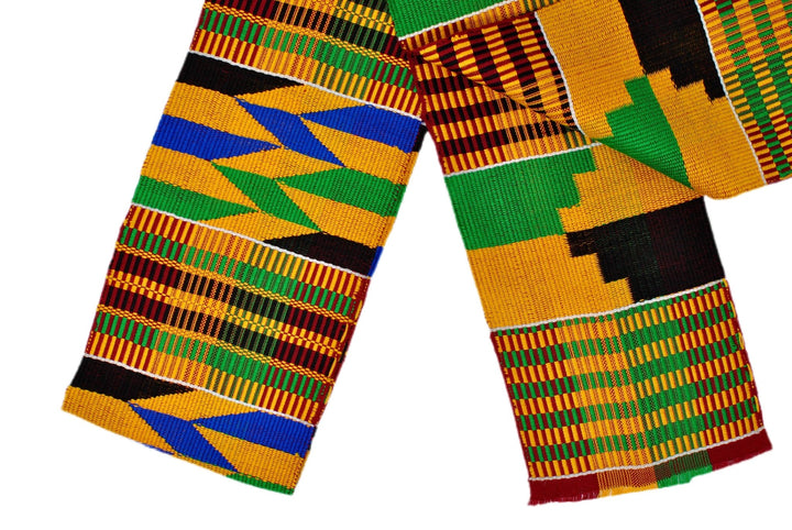 Traditional Double Weave Kente Cloth Scarf Sash - Sankofa Edition™