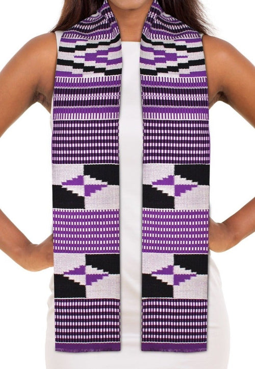 Traditional Double Weave Purple and White Kente Cloth Scarf Sash – Sankofa  Edition™