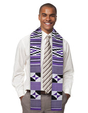 Load image into Gallery viewer, Traditional Double Weave Purple and White Kente Cloth Scarf Sash - Sankofa Edition™
