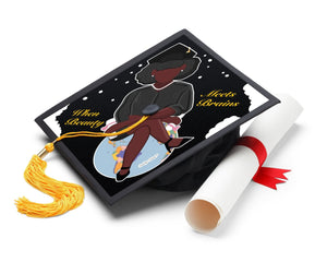 When Beauty Meets Brains Printable Graduation Cap Mortarboard Design - Sankofa Edition™